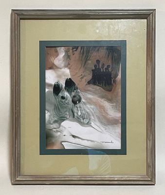 Jose Tonito Original painting on paper.Eviction.e.Organic fluid figures.Framed