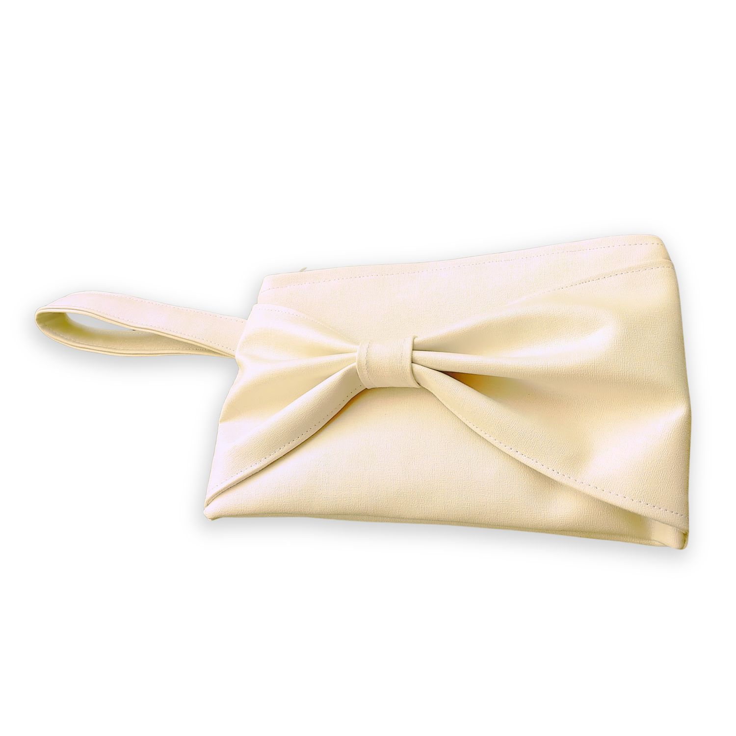 Ivory Faux Leather Clutch Bag