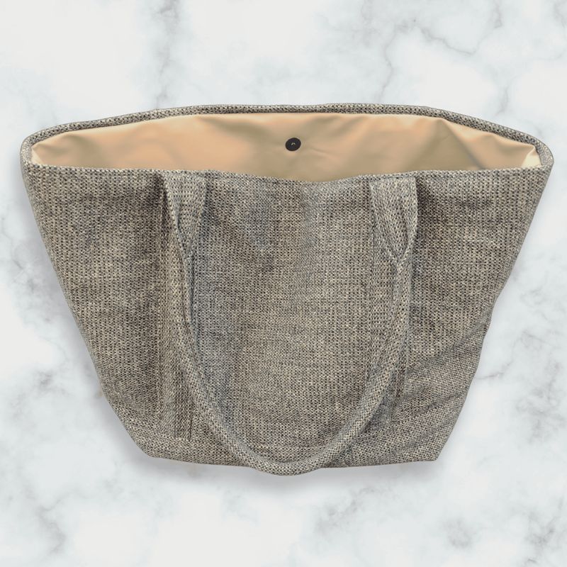 Grey with Brown Wool Tweed Large Handbag