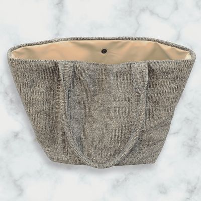 Grey with Brown Wool Tweed Large Handbag