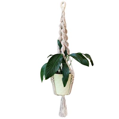 Cream Cotton Macrame Pot Plant Hanger