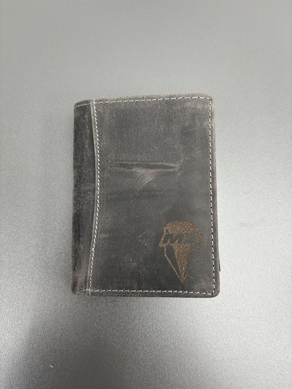 Geldbörse Geldbörse "MZ", grau, Hochformat ECHTLEDER