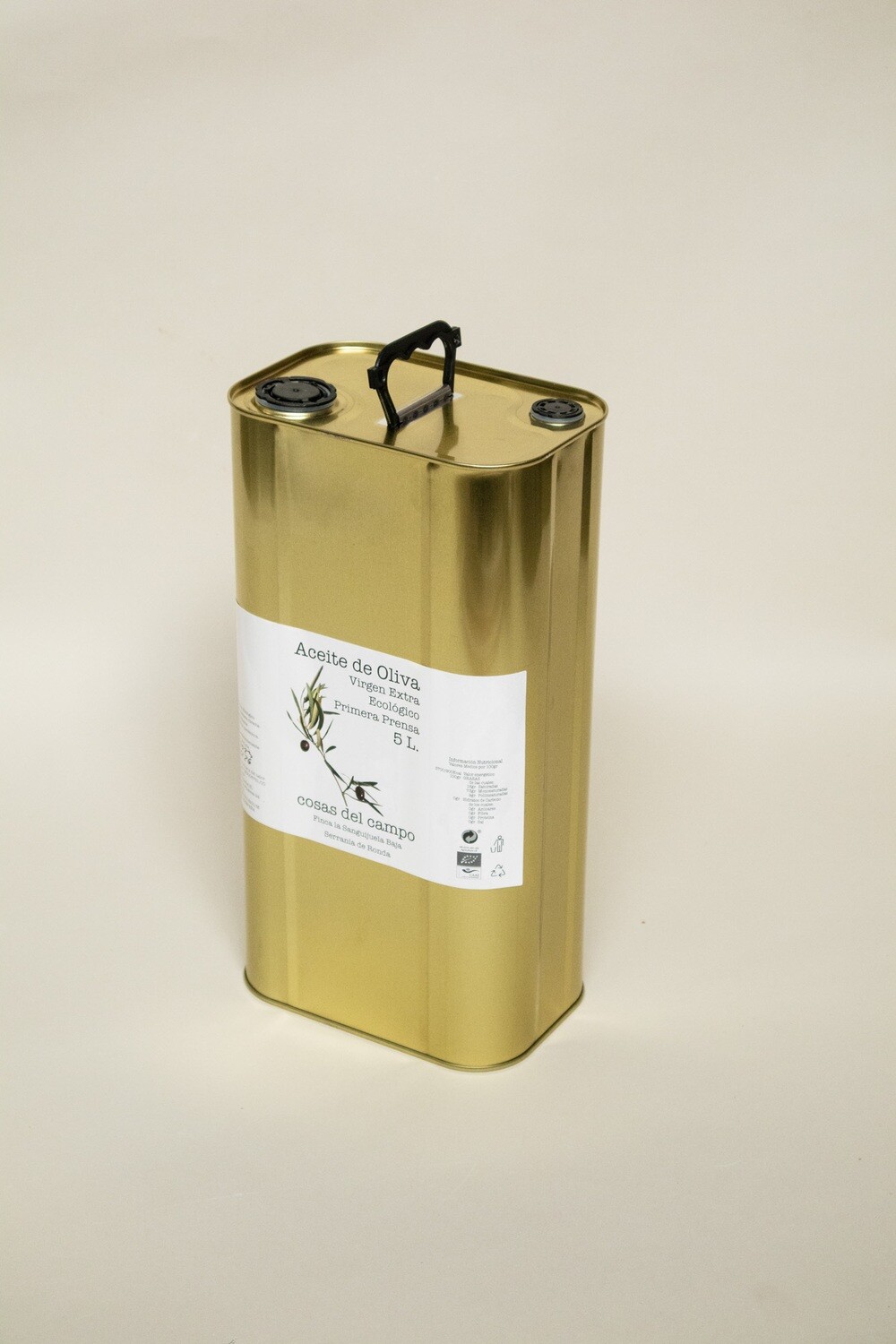 5L aceite de oliva ecológico extra virgen primera prensa sin filtrar