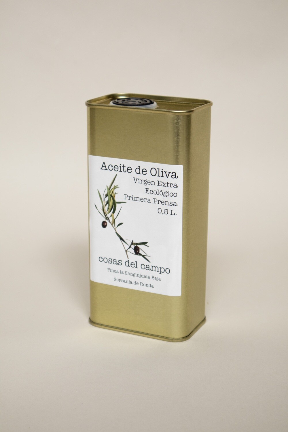 0,5L de aceite de oliva ecológico extra virgen primera prensa sin filtrar