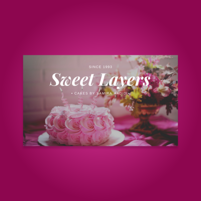 White and Pink Rose Icing Cake Business Card