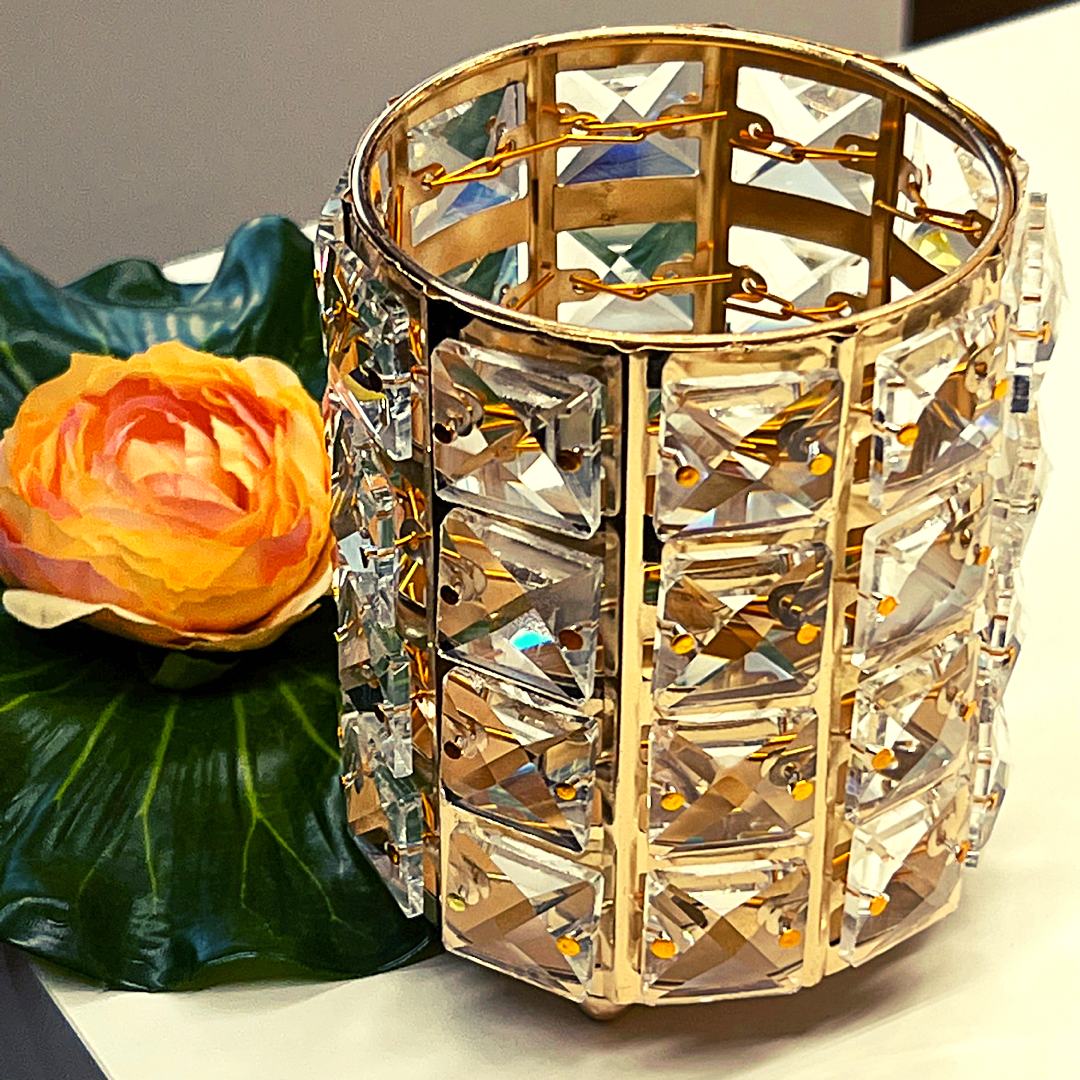 YN Gold Crystal Brush Holder Jar