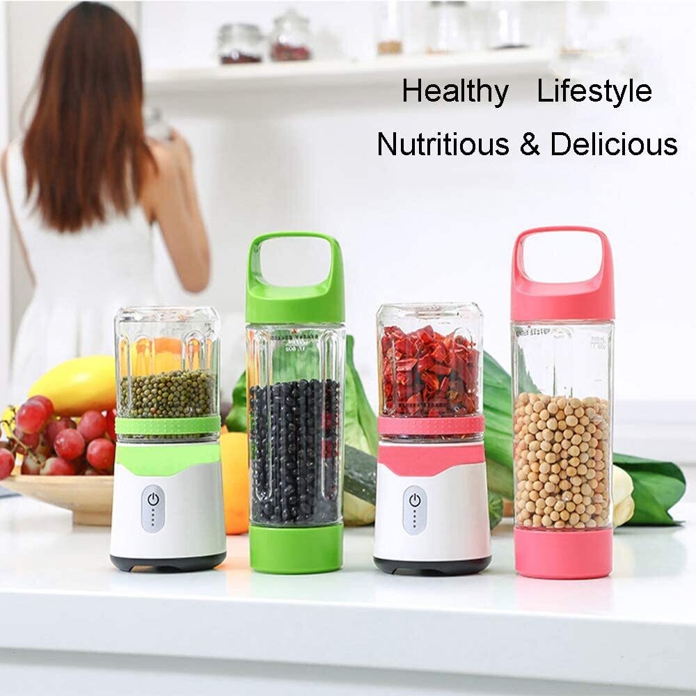 2 in 1 USB Fruit Juicer Mini Portable Mixer Smoothie Blender 6 Blades Different Colors