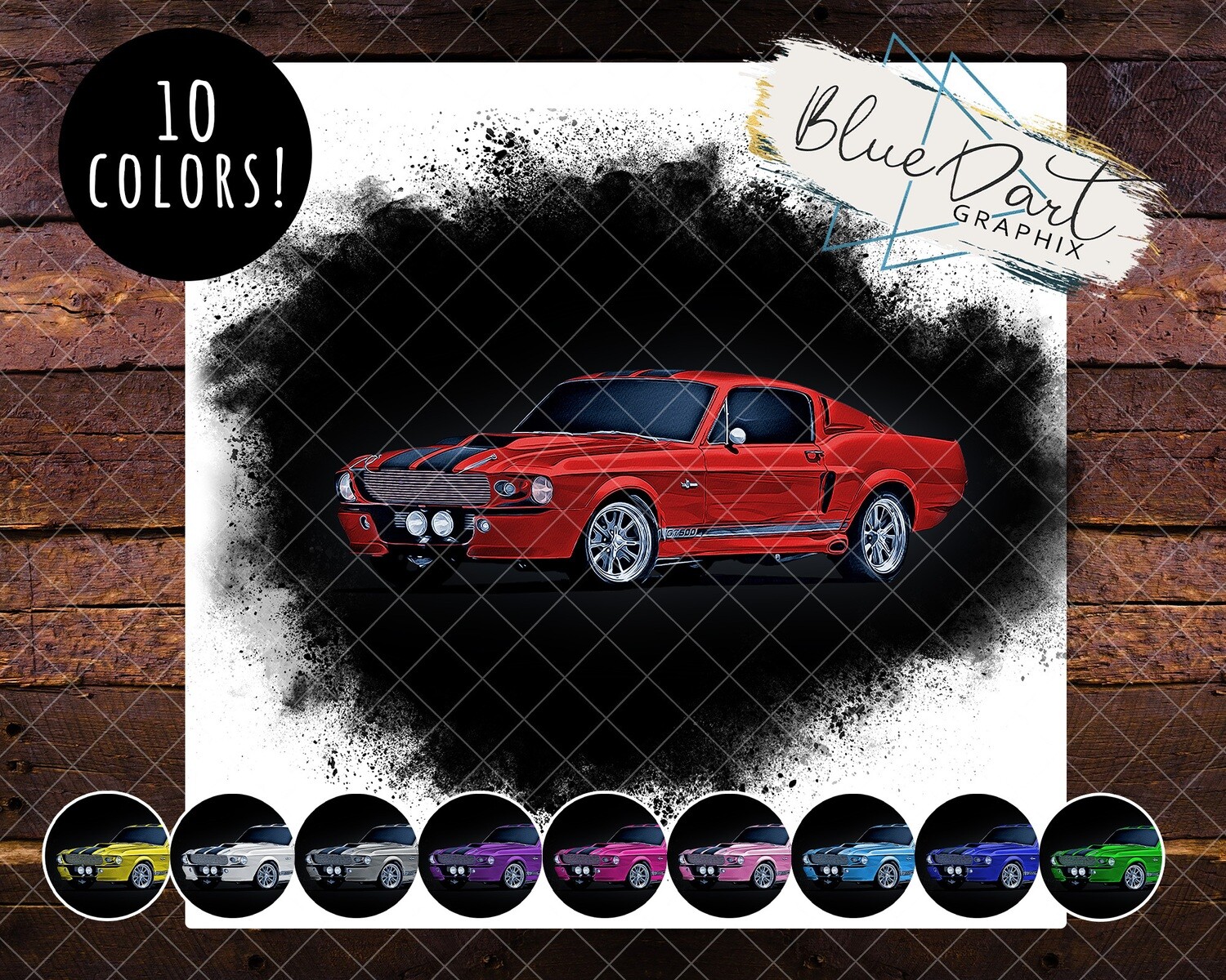67 Eleanor Mustang - 10 COLORS! - Sublimation File - Clip Art for shirt or other substrates