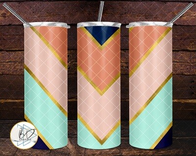 Abstract Chevron - Pink, Teal , Blue, Gold