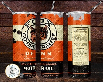 Fox Cooperative Penn Motor Oil Antique Vintage Can