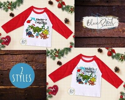 Rawrr-y Christmas - Dinosaur Boys Kids Winter - Shirt Design