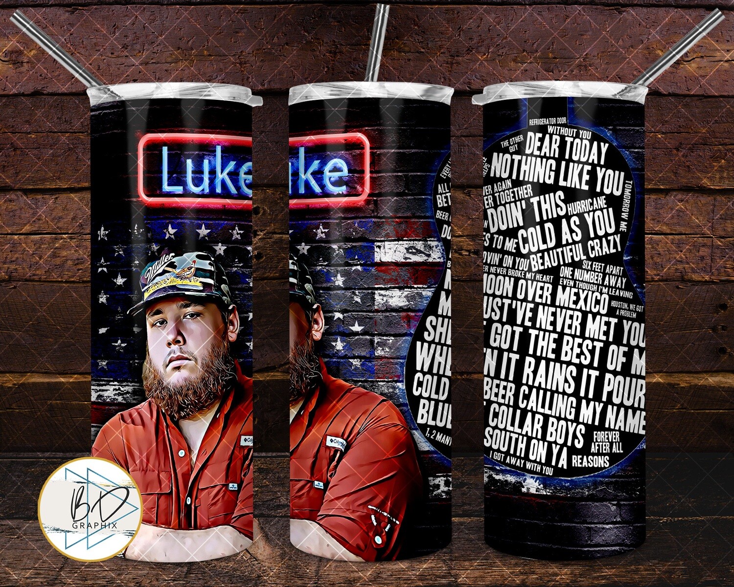 Luke Combs Songs Tumbler 20oz & 30oz Sublimation PNG FILE