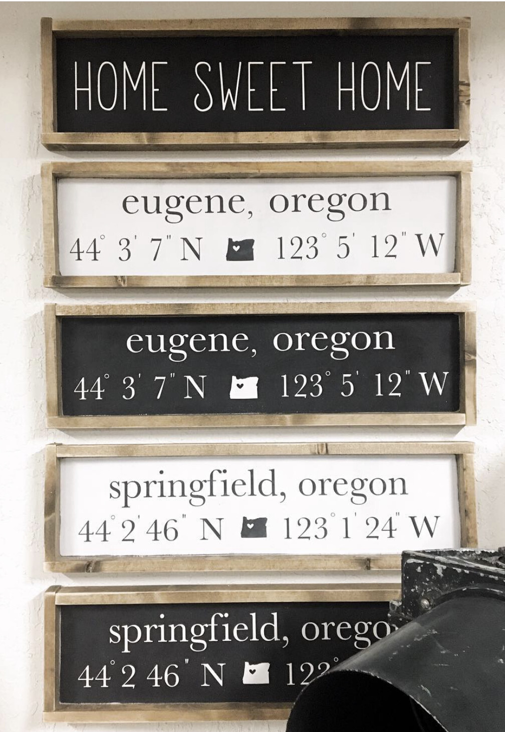 City/State Coordinates Framed Wood Sign