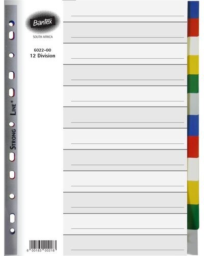 BANTEX 12 DIVISION 6 COL PVC DIVIDERS;B6022