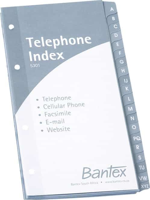 BANTEX TELEPHONE INDEX BOOK B5301