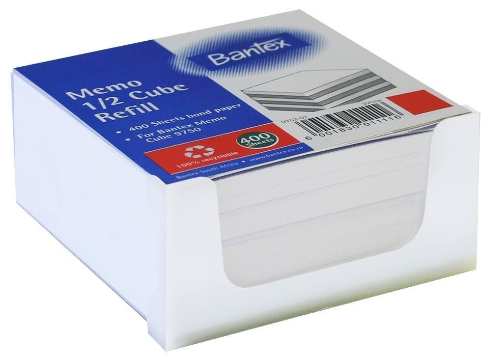 BANTEX 1/2 CUBE 400 SHEETS WHITE