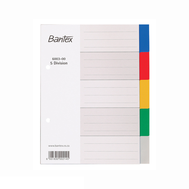 BANTEX 6003 A5 PVC 5-VIEW DIVIDERS