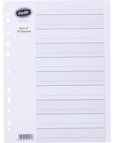 BANTEX 6050 DIVIDERS 10-VIEW WHITE