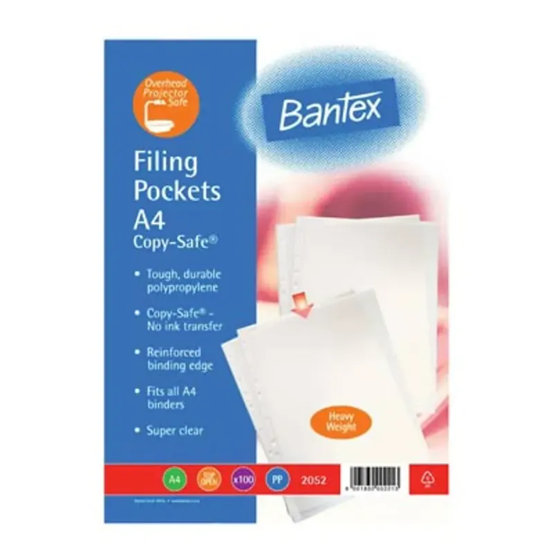 BANTEX A4 PVC POCKETS H/DUTY 120MIC