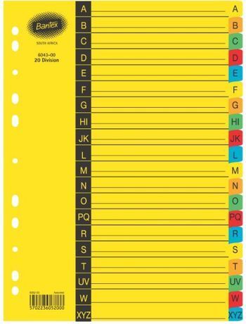 BANTEX A-Z PVC DIVIDER 20DIV