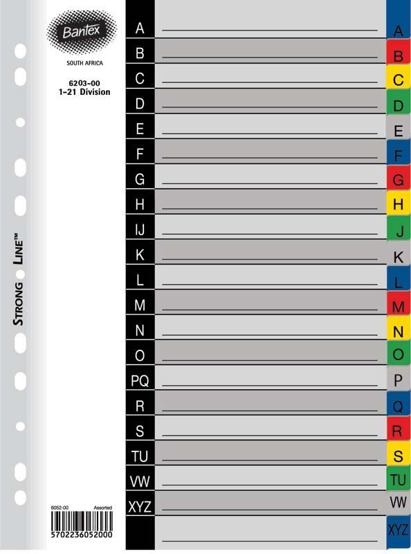 BANTEX A-Z PVC DIVIDERS