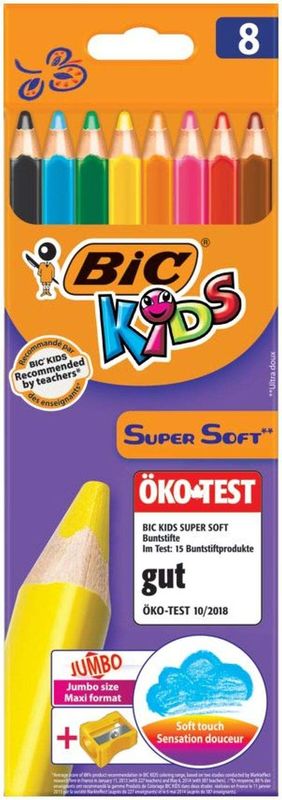 BIC KIDS SUPERSOFT JUMBO PENCILS 8'S
