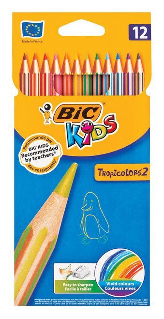 BIC TROPICOLOR PENCIL CRAYONS 12'S