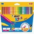 BIC VISA FELT TIP KHOKIS 18'S