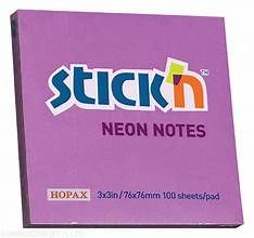 STICK N NOTE 76X76 NEON PURPLE