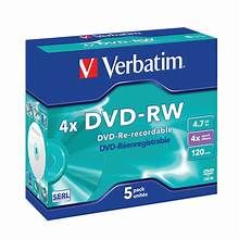VERBATIM DVD-RW PACK OF 5