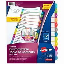 INDEX 12 TAB MULTICOLOUR PLAIN