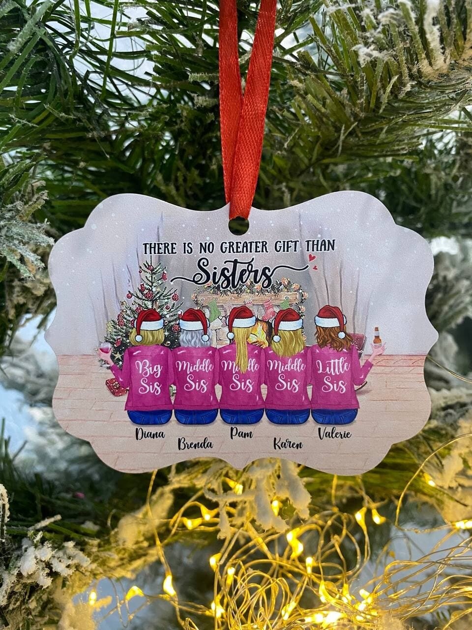 Up to 5 Girls - Christmas Ornament - Always Sisters - Personalized Ornament