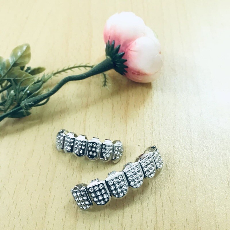 Pre-Made Iced Silver Grillz