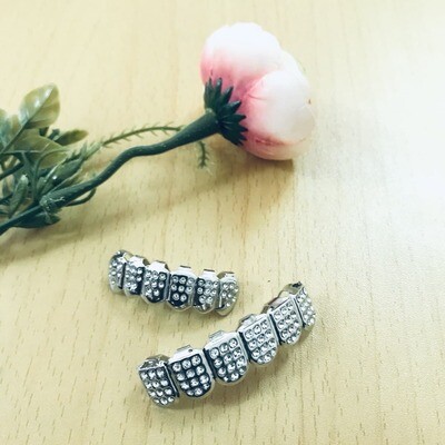 Pre-Made Iced Silver Grillz