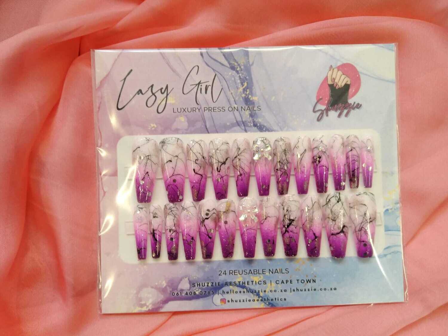 Purple Marbles Long Coffin