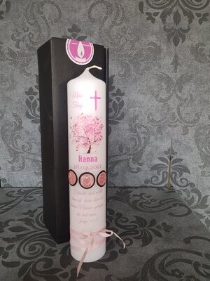 Taufkerze für Mädchen Lebensbaum Rosa Taufkerze für Mädchen Lebensbaum Rosa