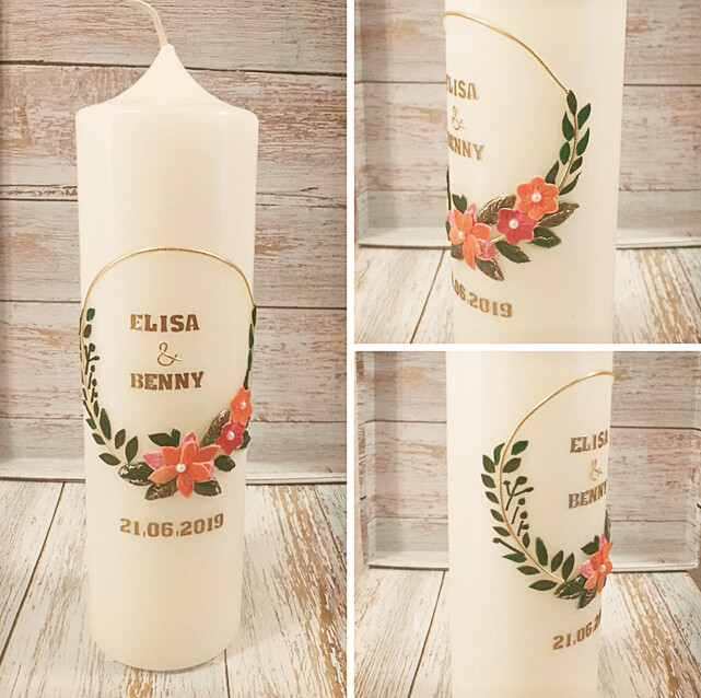 Hochzeitskerze Blumenranke