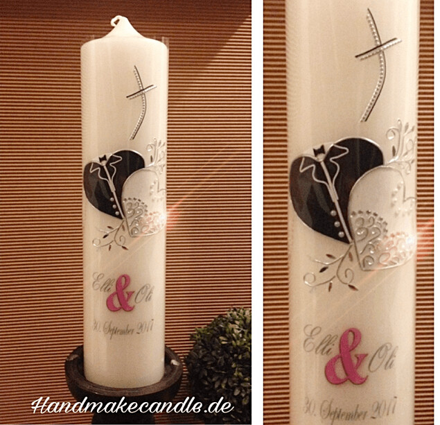 Hochzeitskerze - Herzen Schwarz-Weiß Hochzeitskerze - Herzen Schwarz-Weiß