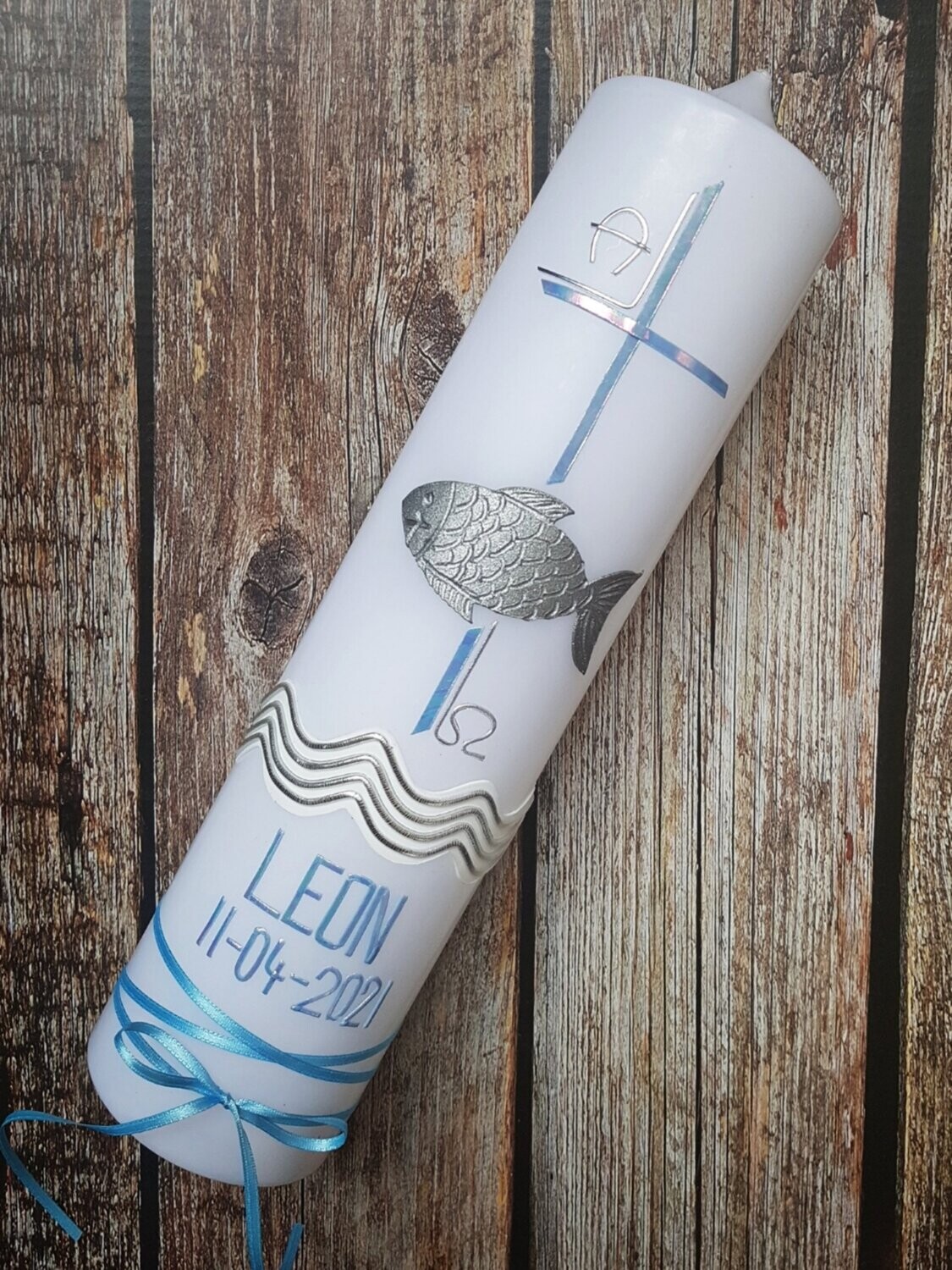 Taufkerze Jungen - Fisch