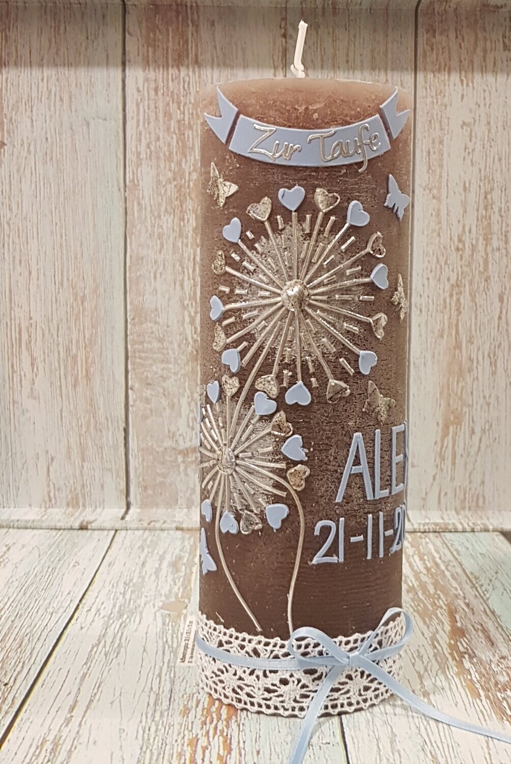Taufkerze Jungen - Pusteblumen