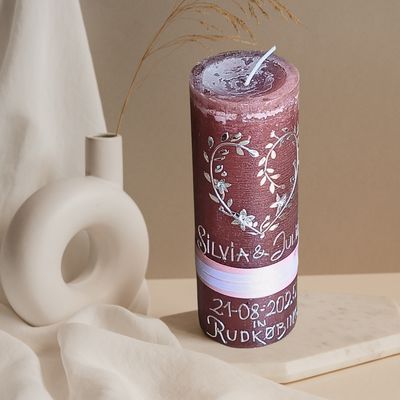 Hochzeitskerze Rustic Schlamm mit Herz Hochzeitskerze -Rustic, Herz, Wachsmotiv