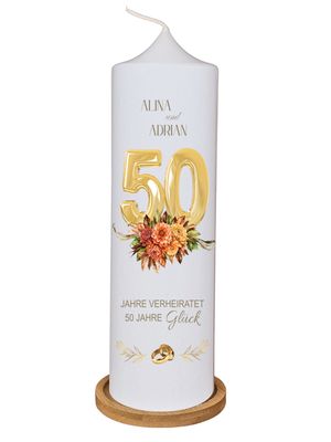 Personalisierte Kerze zur Goldenen Hochzeit – 50 Jahre Liebe stilvoll feiern Personalisierte Kerze zur Goldenen Hochzeit – 50 Jahre Liebe stilvoll feiern