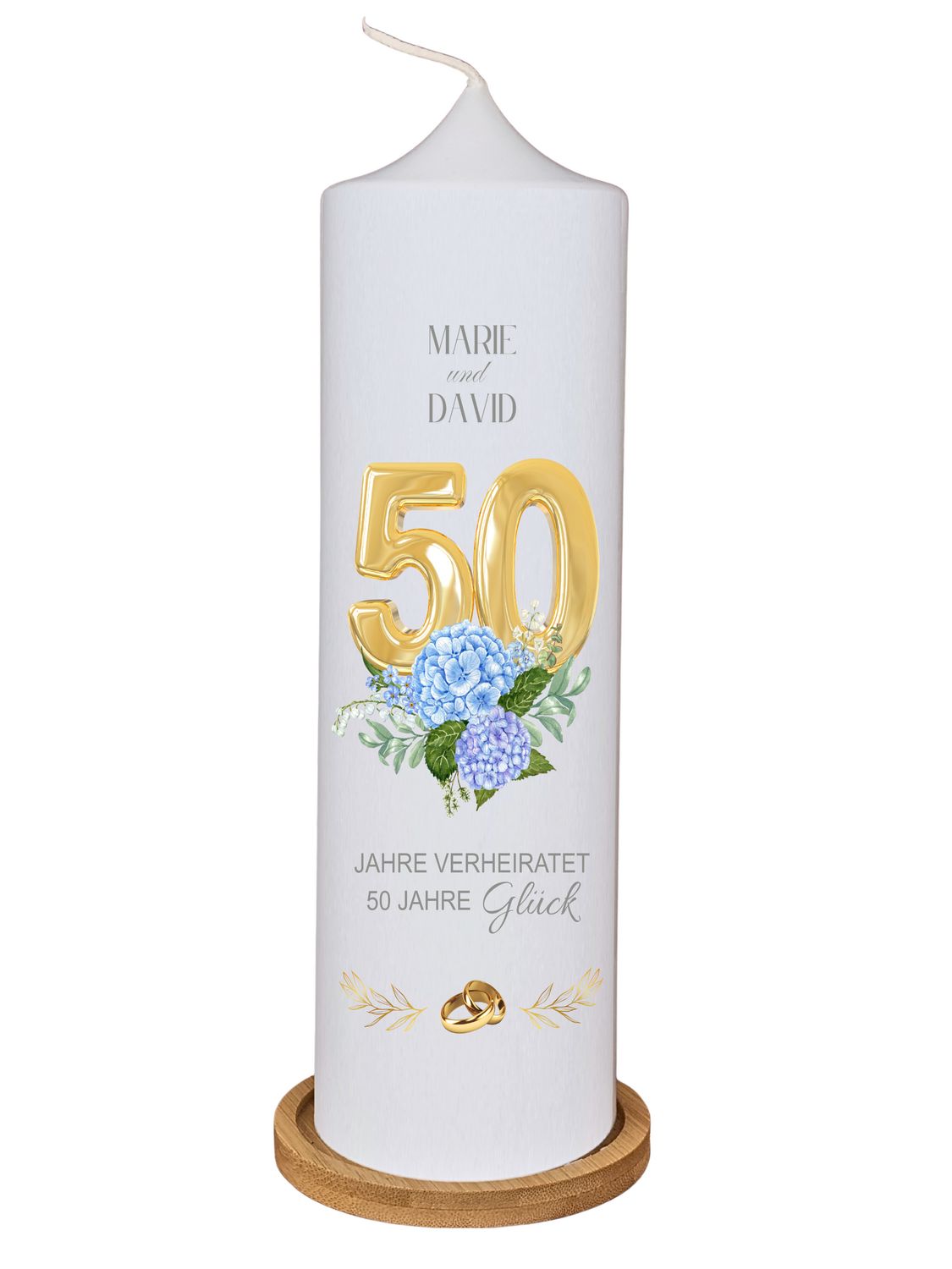 Personalisierte Kerze zur Goldenen Hochzeit – 50 Jahre Liebe stilvoll feiern Personalisierte Kerze zur Goldenen Hochzeit – 50 Jahre Liebe stilvoll feiern