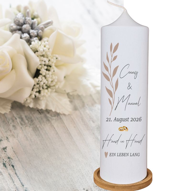Hochzeitskerze - Minimalistisch Beige, 25 x 7 cm / Personalisiert mit Namen, Hochzeitsdatum & Trauspruch / Traukerze / Hochzeitsgeschenk Hochzeitskerze - Minimalistisch Beige, 25 x 7 cm / Personalisiert mit Namen, Hochzeitsdatum & Trauspruch / Traukerze / Hochzeitsgeschenk