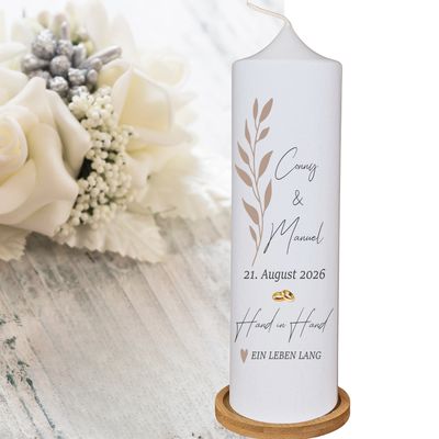 Hochzeitskerze - Minimalistisch Beige, 25 x 7 cm / Personalisiert mit Namen, Hochzeitsdatum & Trauspruch / Traukerze / Hochzeitsgeschenk Hochzeitskerze - Minimalistisch Beige, 25 x 7 cm / Personalisiert mit Namen, Hochzeitsdatum & Trauspruch / Traukerze / Hochzeitsgeschenk