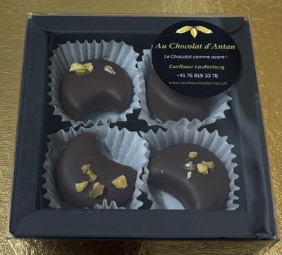 Boîte 4 Pralinés Artisanaux Suisse | Au Chocolat d'Antan Laufenburg 4 Pièces/Stücke au choix / Nach Wahl