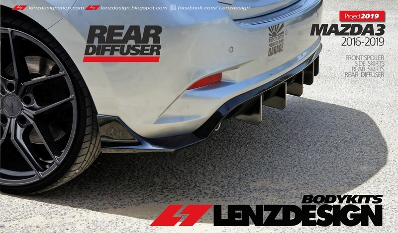 Mazda 3 BM/BN Hatchback Rear Diffuser-Rear Skirts Lenzdesign 2017-2018