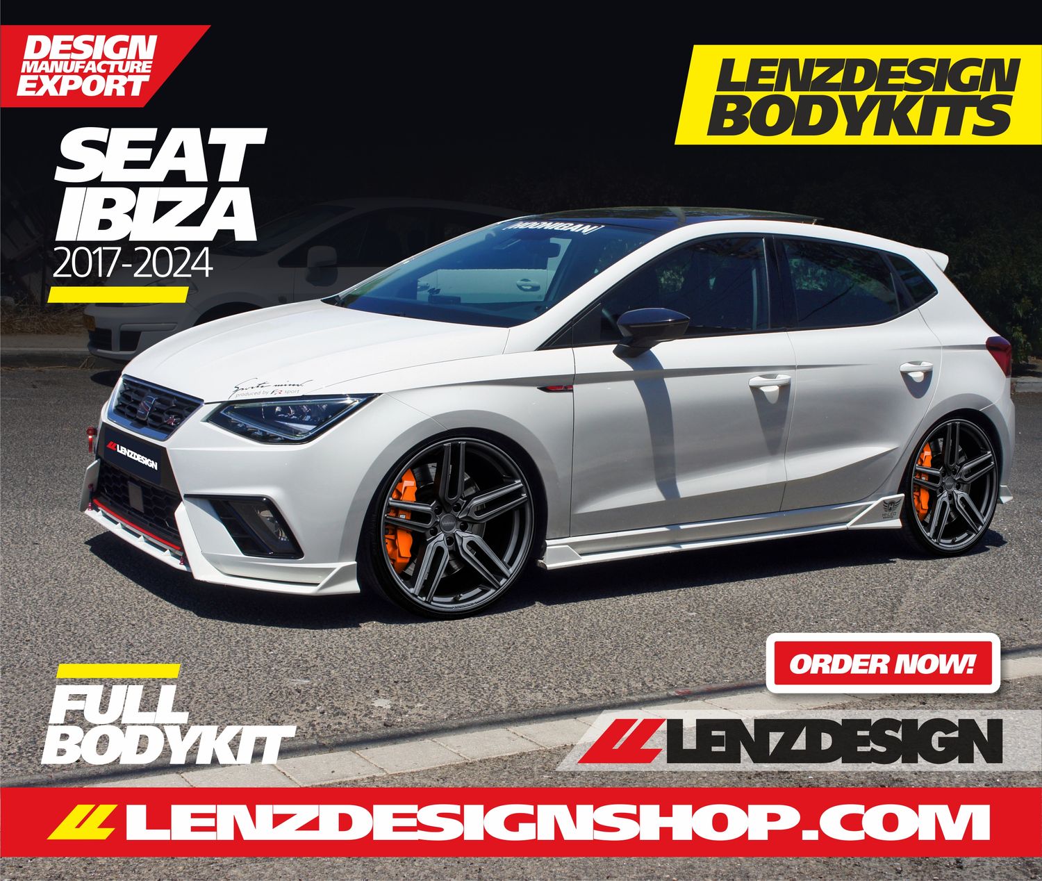 Seat Ibiza 6F Lenzdesign Bodykit - 4PC- Front Spoiler. Side Skirts. Rear Skirt.  2017-2024