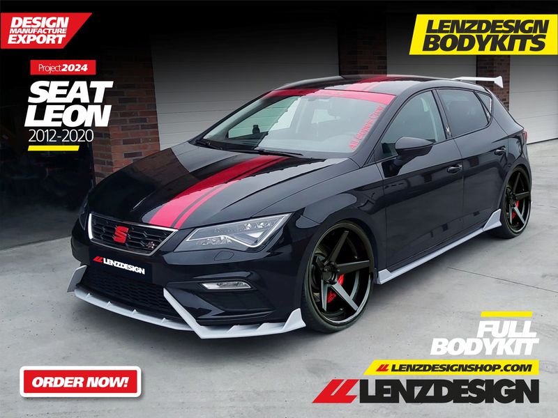 SEAT LEON MK3 5F FR - 4PC- Lenzdesign Bodykit - Front Spoiler / Side Skirts / Rear Spoiler 2012-2020