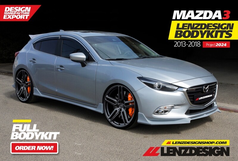 Mazda 3 2013-2018 Sedan &amp; Hatchback Lenzdesign Bodykit -3PC- Front Spoiler. Side Skirts